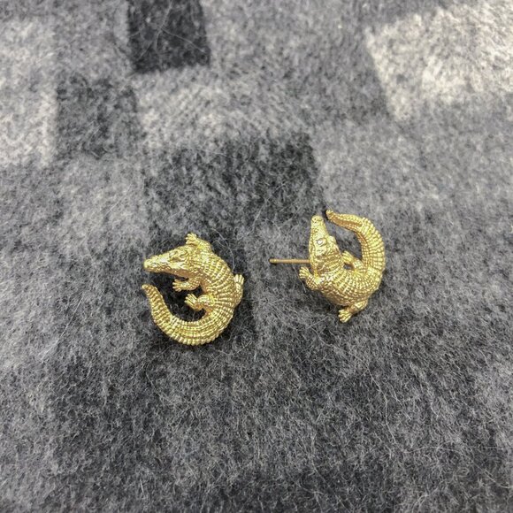 Authentic Julie Vos Alligator Gold Stud Earrings - Picture 3 of 4
